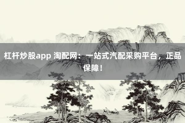 杠杆炒股app 淘配网：一站式汽配采购平台，正品保障！