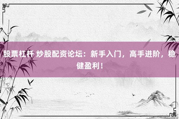 股票杠杆 炒股配资论坛：新手入门，高手进阶，稳健盈利！
