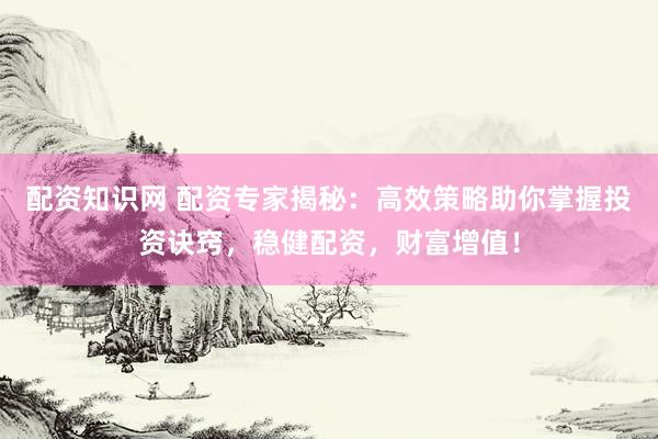 配资知识网 配资专家揭秘：高效策略助你掌握投资诀窍，稳健配资，财富增值！