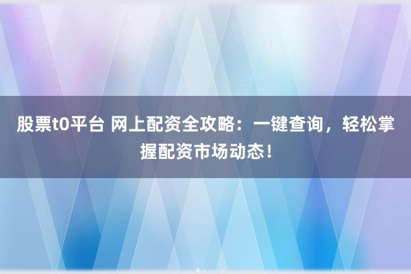 股票t0平台 网上配资全攻略：一键查询，轻松掌握配资市场动态！
