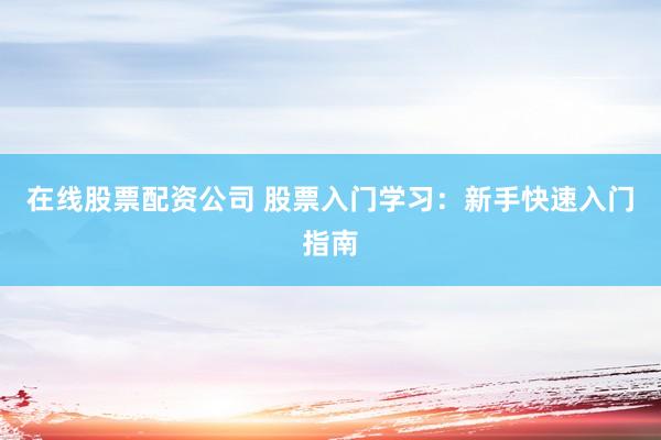 在线股票配资公司 股票入门学习:新手快速入门指南