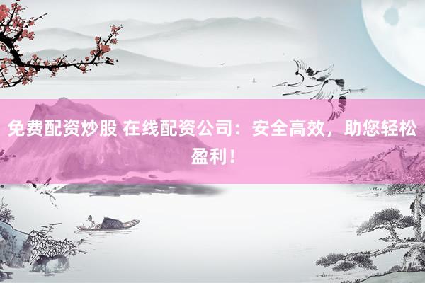 免费配资炒股 在线配资公司：安全高效，助您轻松盈利！